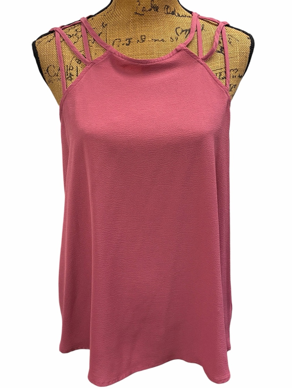 Women’s Pink Rose Dark Mauve Sleeveless Multi Strap Top sz-L
